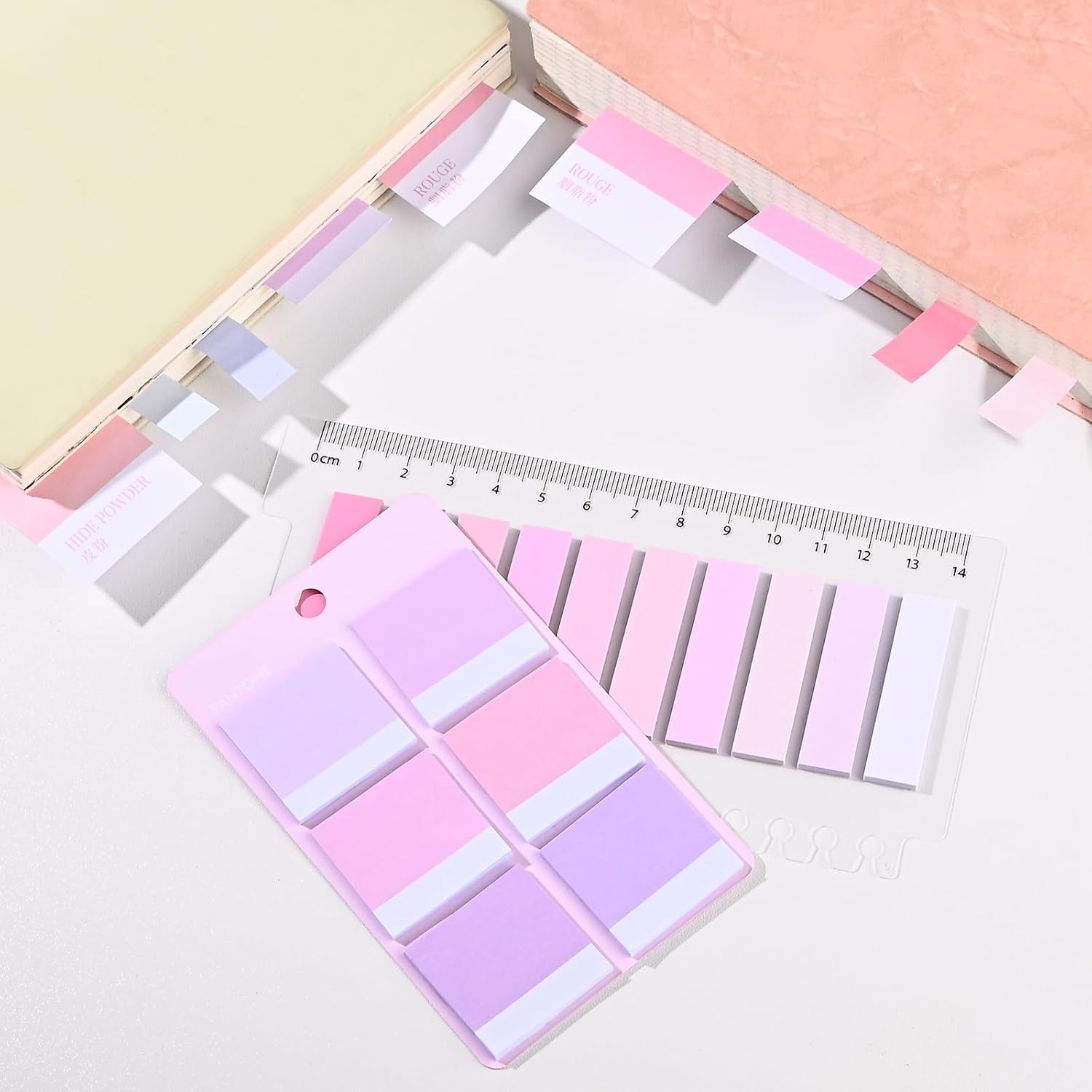 BAYTORY 1200 Pcs Sticky Tabs, Pastel Paper Sticky Notes, Index Tabs Memo Stickers Page Markers Book Tabs, Multicolor Writable Tabs for Annotating Books, Office & School Study Supplies (Pink) image number 6