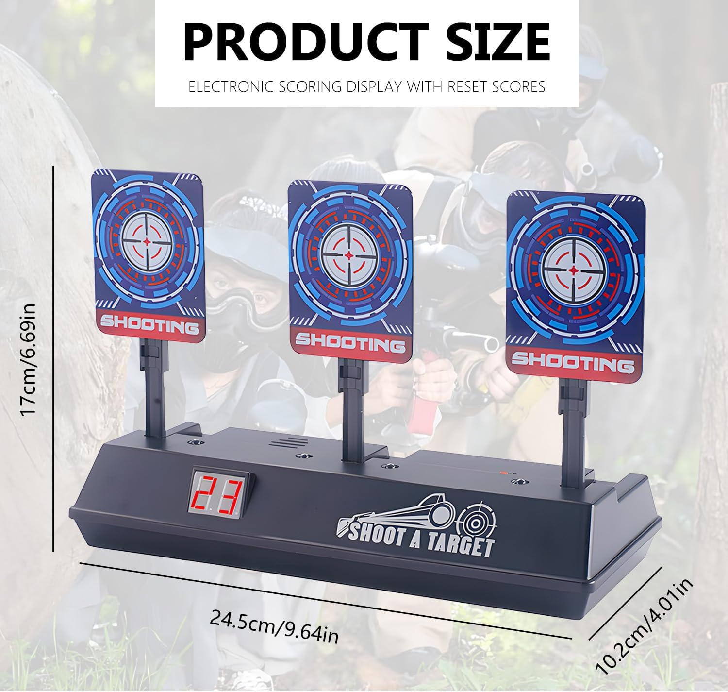 WALWAL Auto Reset Electronic Scoring Shooting Target with a Net Compatible for Nerf Gun Toys(3 Targets) image number 4