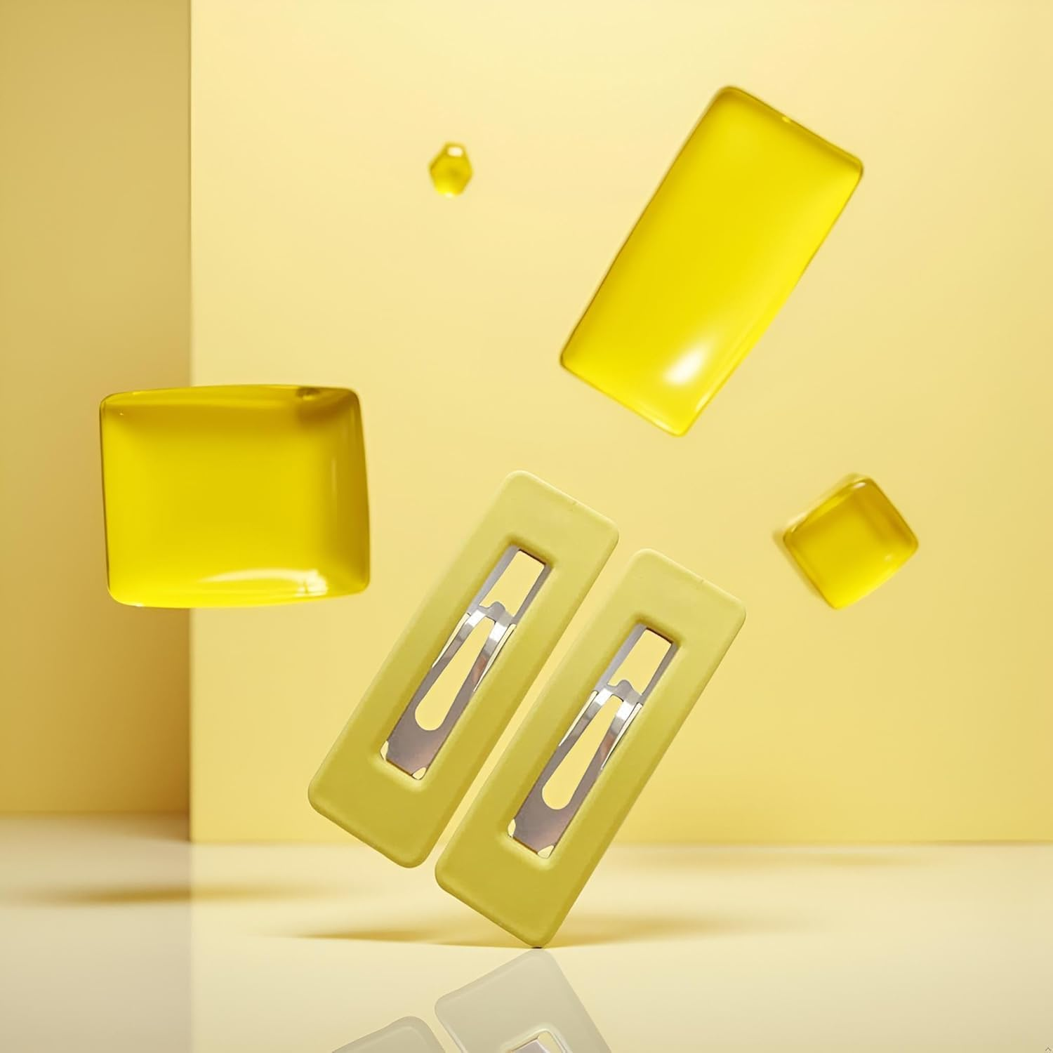2Pcs Yellow Fashion Styling Hair Clips for Women and Girlswoman Matte Candy Color Square Buckle Bangs Hairpin Hair Clip Barrette Hair Clips image number 3