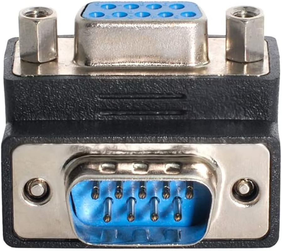 Xiwai DB9P 90 Degree up Angled Gender Changer D-Sub 9Pin RS232 Male to Female Connector Serial Port Extension Adapter image number 3