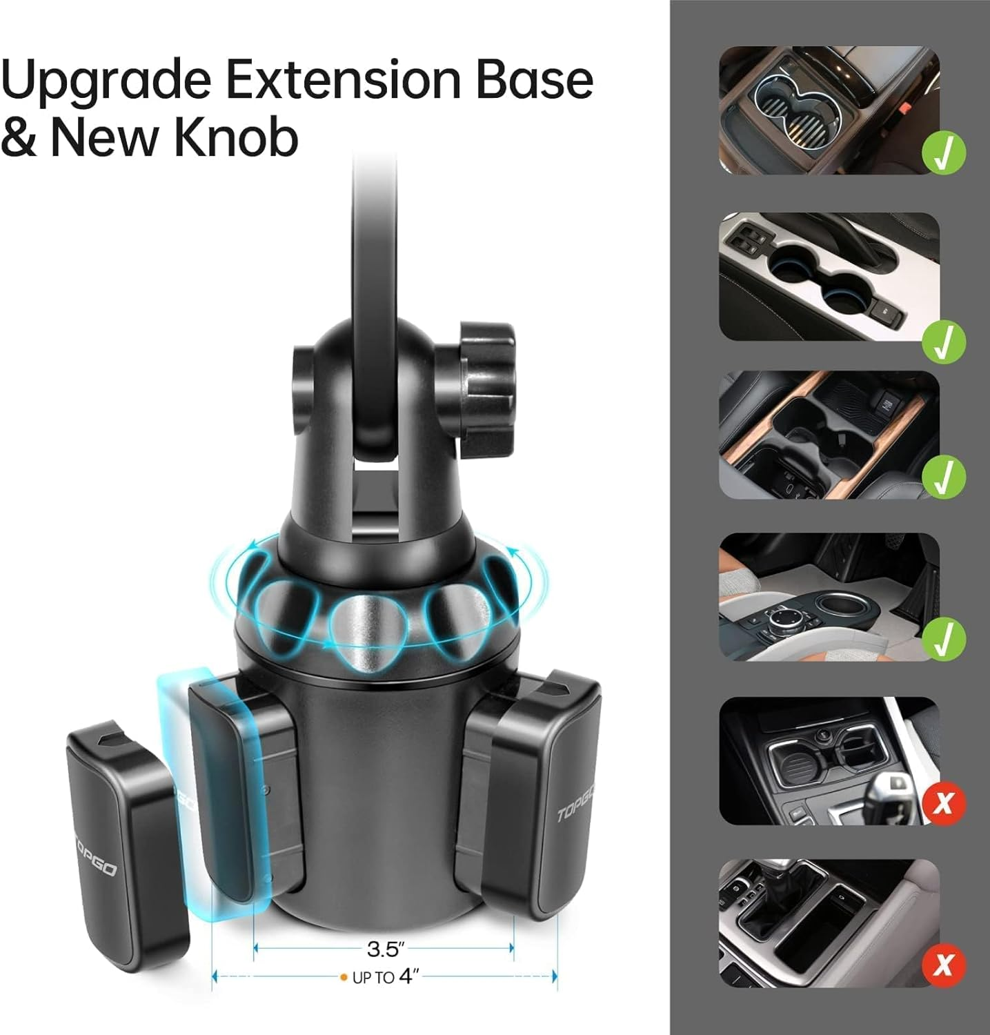 Car-Cup-Holder-Phone-Mount Adjustable Pole Automobile Cup Holder Smart Phone Cradle Car Mount for Iphone 11 Pro/Xr/Xs Max/X/8/7 Plus/6S/Samsung S10 /Note 9/S8 Plus/S7 Edge image number 4