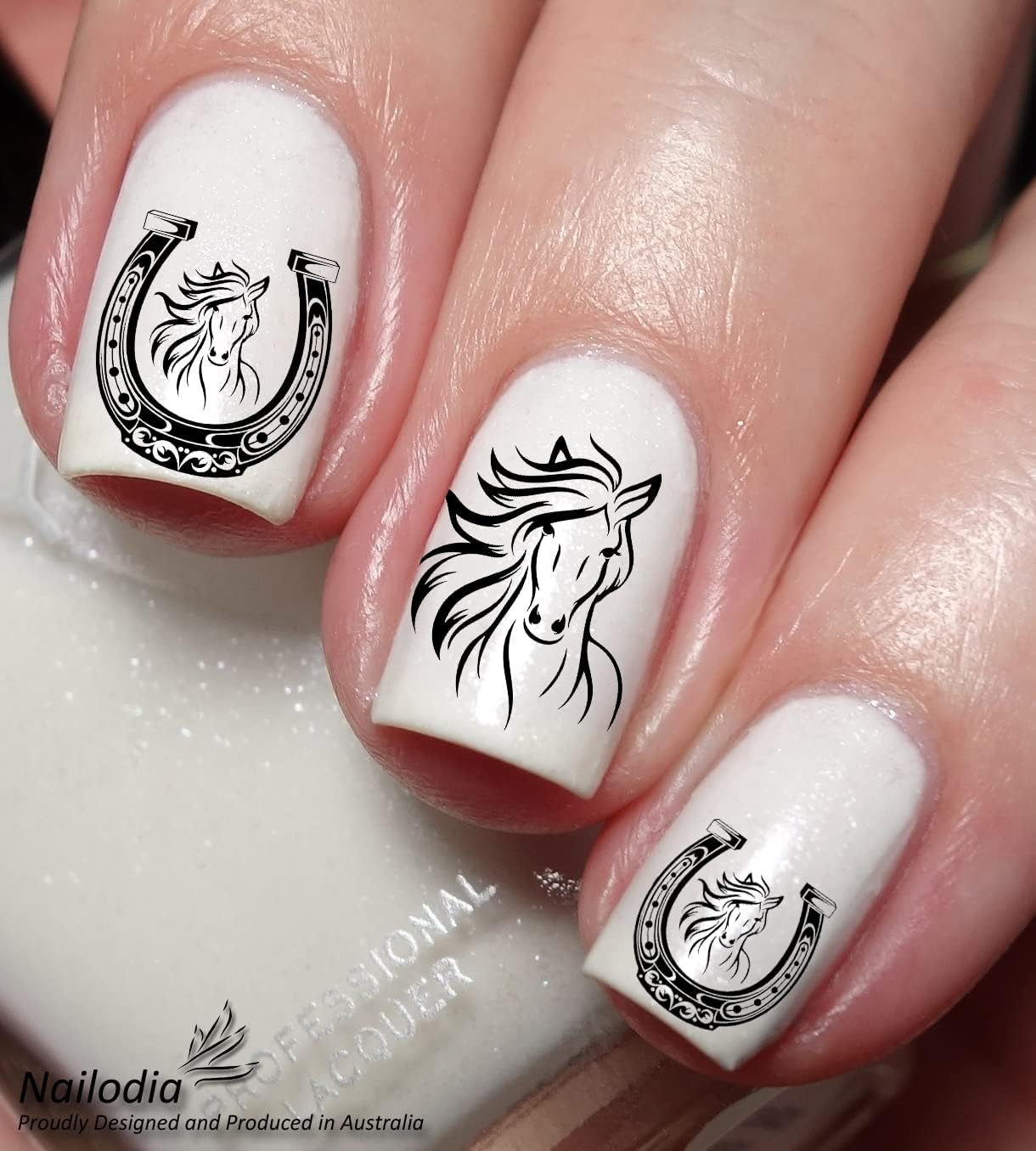 Lucky Horse Shoe Nail Art Decal Sticker image number 1