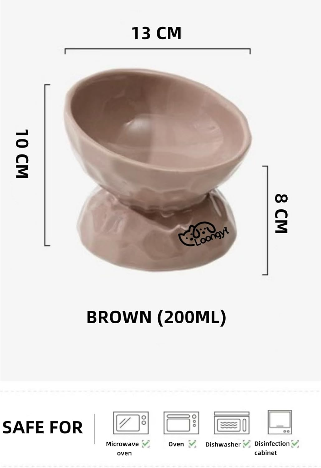 Ceramic Elevated Cat & Dog Bowl - 15&deg; Slanted Design for Cervical Health, Anti-Tip Diamond Texture Pet Food Dish, Stylish and Easy-To-Clean Feeding Bowl image number 4