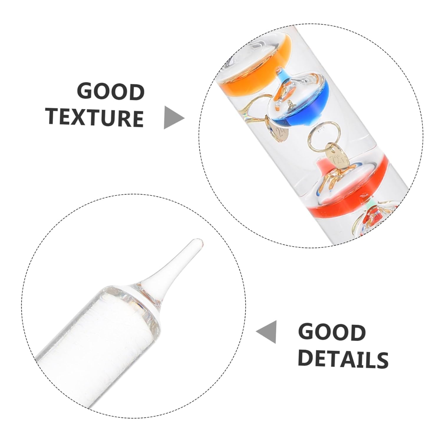 BESPORTBLE Galileo Thermometer with Floating Colored Spheres Glass Tube Temperature Display in Fahrenheit with Gold Tags Educational Interactive Science Decor for Home Office Classroom