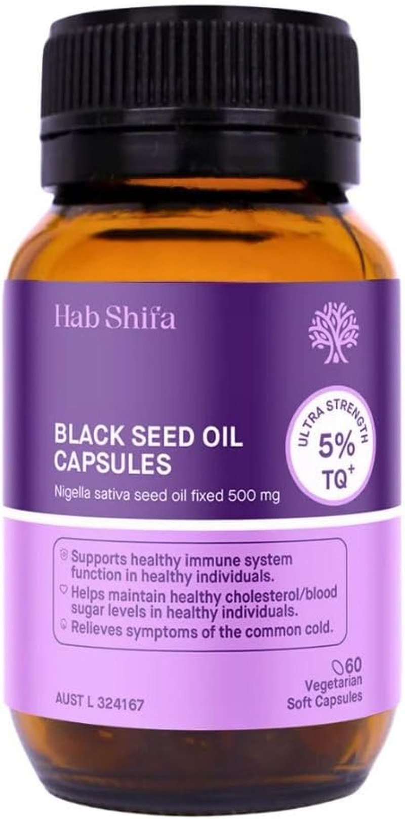 Hab Shifa Ultra Strength Premium Black Seed Oil 5% TQ | 500Mg Softgel |100% Cold Pressed Organic Nigella Sativa Black Cumin Seeds Thymoquinone & Omega 3 6 9 Hair, Skin, Heart & Wellness (60 Softgels) image number 3