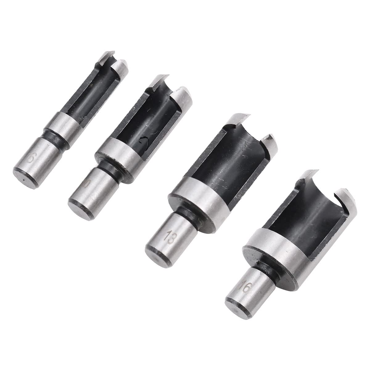 ZONADA 8Pcs in Set Wood Plug Cutters Roundwood Wood Plug Tenon Drill Bit Cutter Shank Plug Cutter Assortment Size 6Mm/ 10Mm/ 13Mm/ 16Mm Woodworking Wood Board image number 5