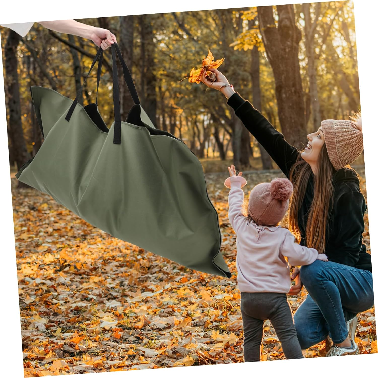 NULYLU Garden Leaf Waste Bag for Fallen Leaves and Lawn Clippings Portable Trash Container Handle Storage Pouch for Cleanup and Gardening Supply image number 1