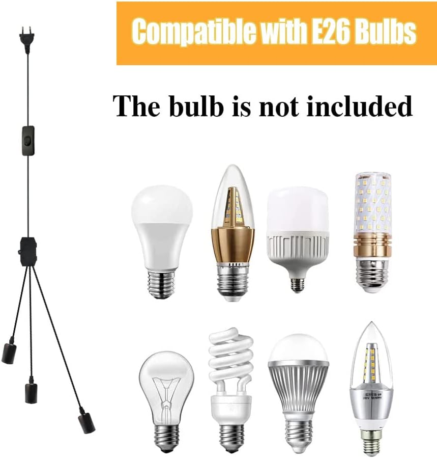 Plug in Hanging Light Fixture, 3 Light Pendant Lamp Lights Cord with Switch Cord E26 Bulbs Socket, Industrial DIY Hanging Lamps for Farmhouse Bedroom Home Lighting Decors Star of Light image number 2