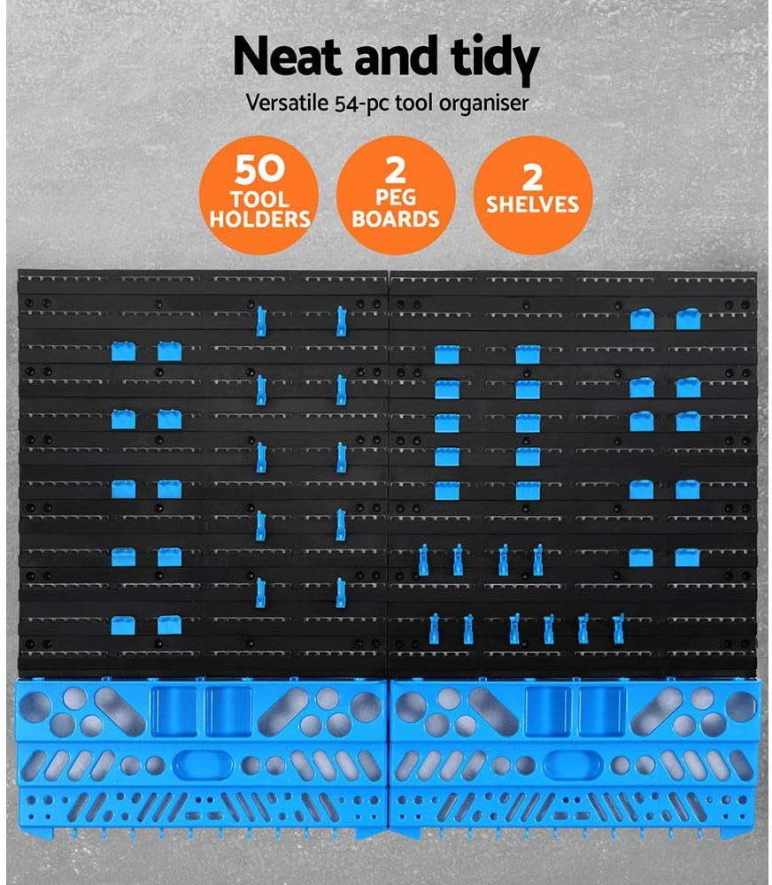 Wall Mount Tool Rack Organizer Garage Hardware with 50 Tool Holders 2 Peg Boards 2 Shelves GIANTZ image number 1
