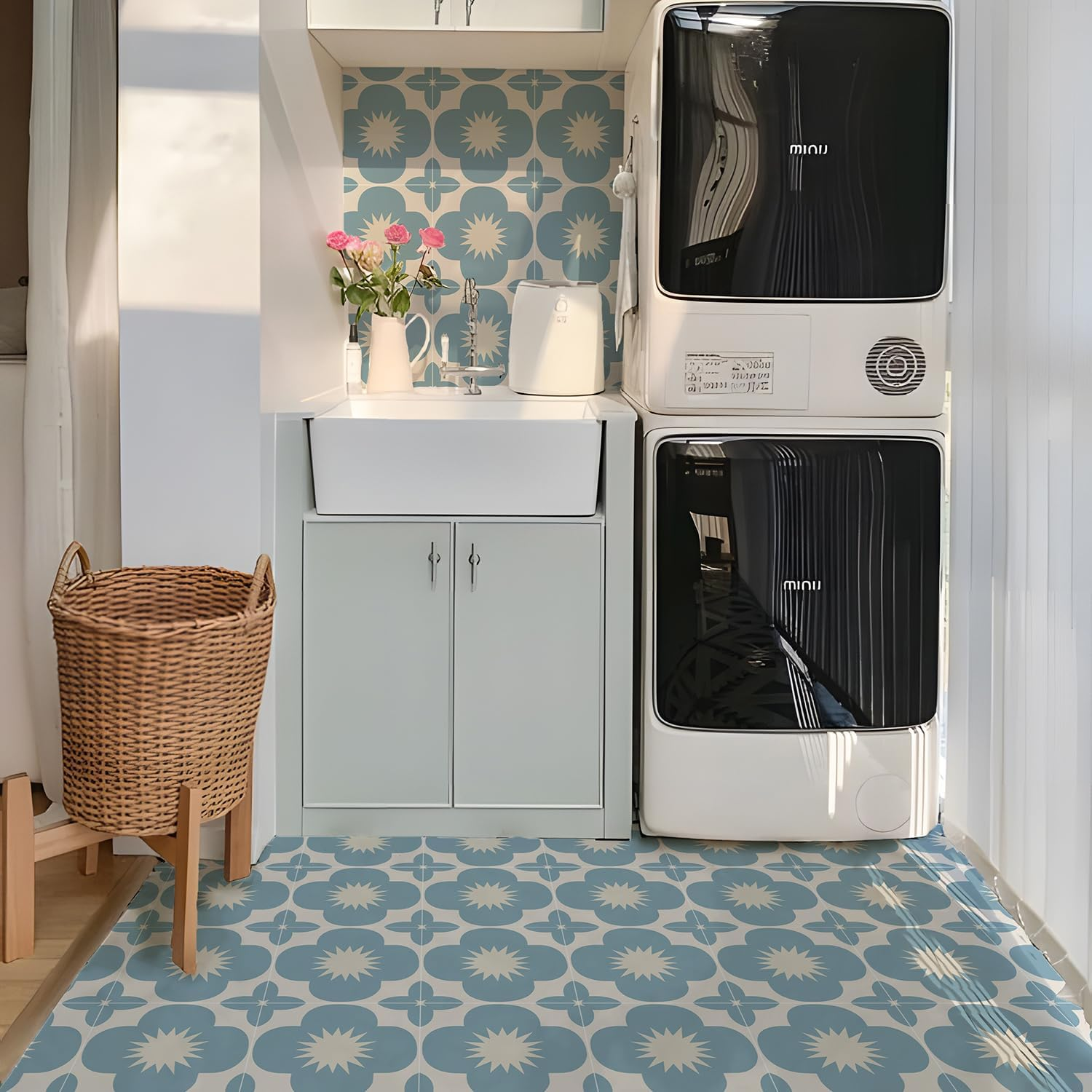 Alwayspon Tile Sticker, Sage Green Brick Self Adhesive Stick on Tiles Transfer Sticker for Bathroom Kitchen, Splashback, Peel and Stick Vinyl Floor Wall Tiles Sticker, 10Pcsx20Cm/8Inch image number 4