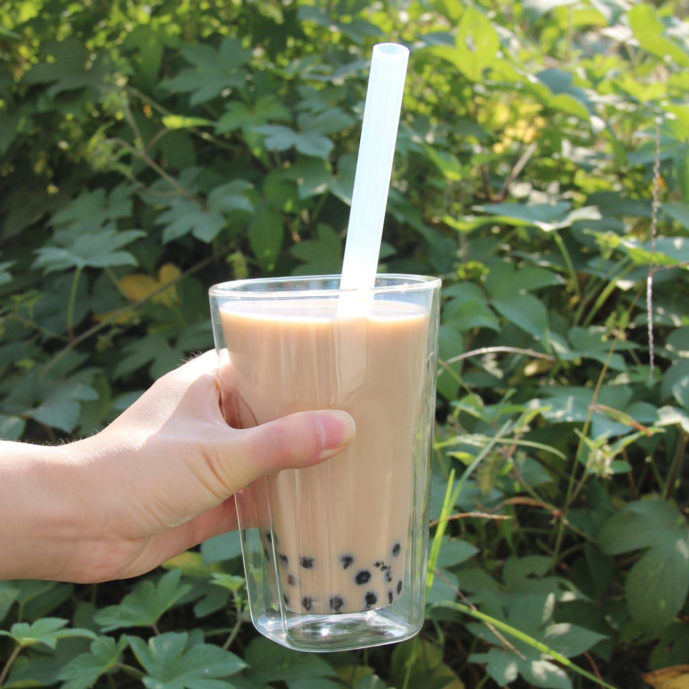 ALINK Extra Wide Reusable Clear Silicone Boba/Bubble Tea Straws, 14Mm X 10" Larger Opening Flexible Smoothie Straws, Pack of 6 with Cleaning Brush image number 4