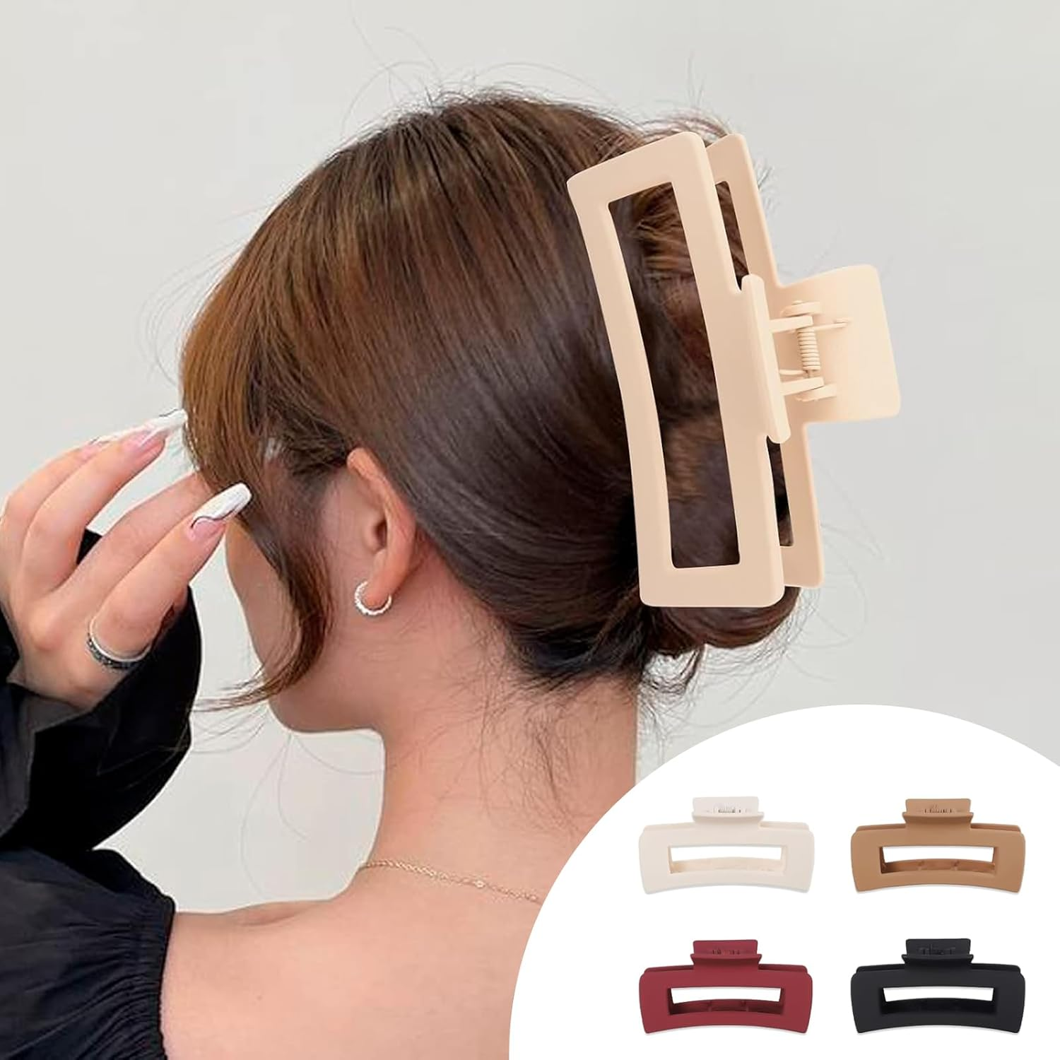 4 Pcs Cloud Claw Clip for Women Large Soft Flexible Hair Clip for Women Silicone Square Non Slip Barrettes Ponytail Hairpins for Thick Thin Curly Hair image number 3