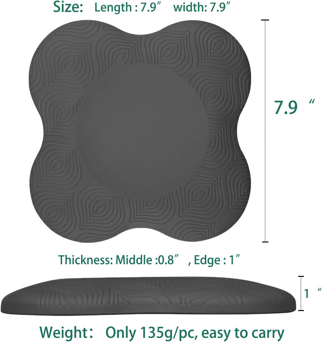 Sunflower Home 2 Packs Yoga Knee Pad Cushion Extra Thick for Knees Elbows Wrist Hands Head Foam Pilates Kneeling Pad - Grey image number 5