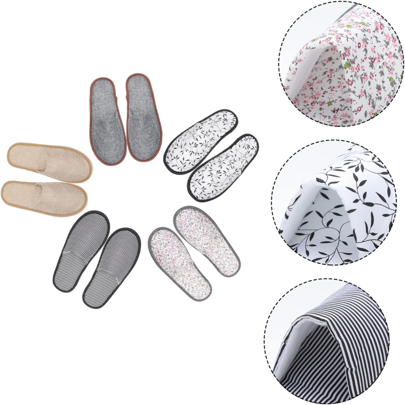 Anneome 5 Pairs Slip Portable Indoor Slippers for Living and Bedroom Soft Breathable Hospitality Footwear with Comfortable Non Slip Sole Suitable for Home and Guest Use image number 2