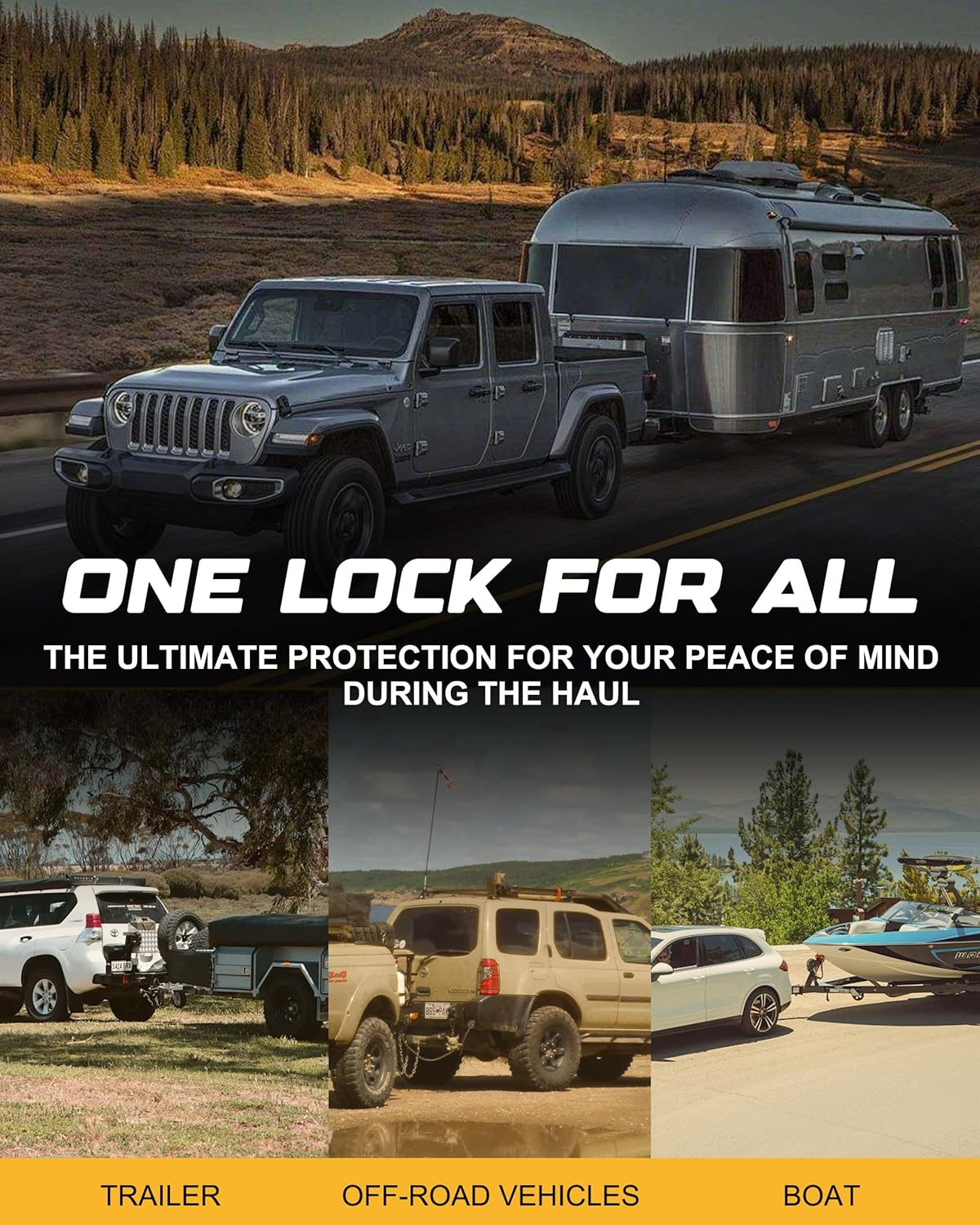 RETRUE Universal Coupler Lock Trailer Locks Ball Hitch Trailer Hitch Lock Adjustable Security Heavy-Duty Steel Fits 1-7/8 Inch, 2 Inch, 2-5/16 Inch Couplers, Black, Lightweight &hellip; image number 5