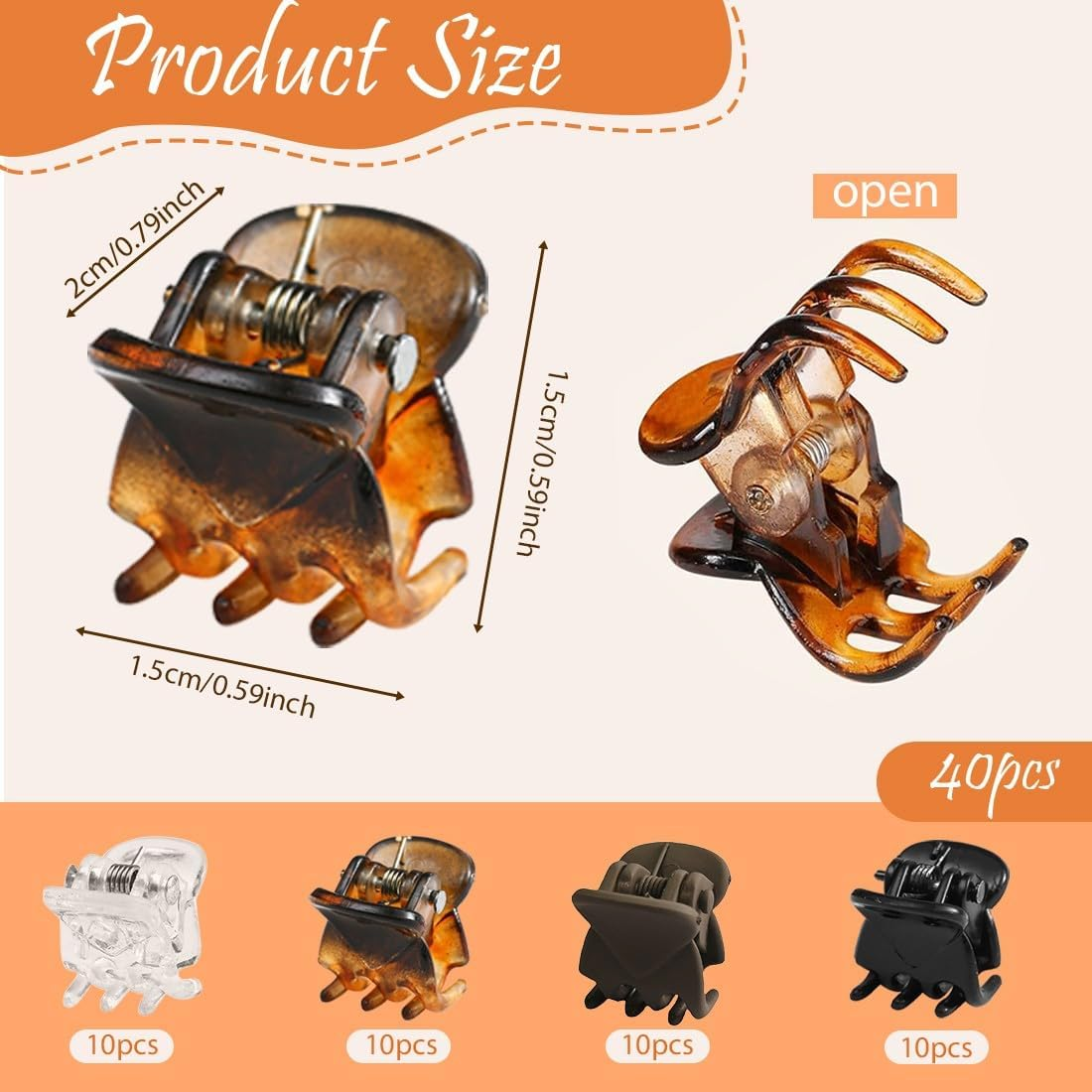 BDEPSTR Small Hair Clips, Pack of 40 Small Hair Clips, Mini Hair Clips for Women, Non-Slip Hair Clips for Women and Girls image number 4