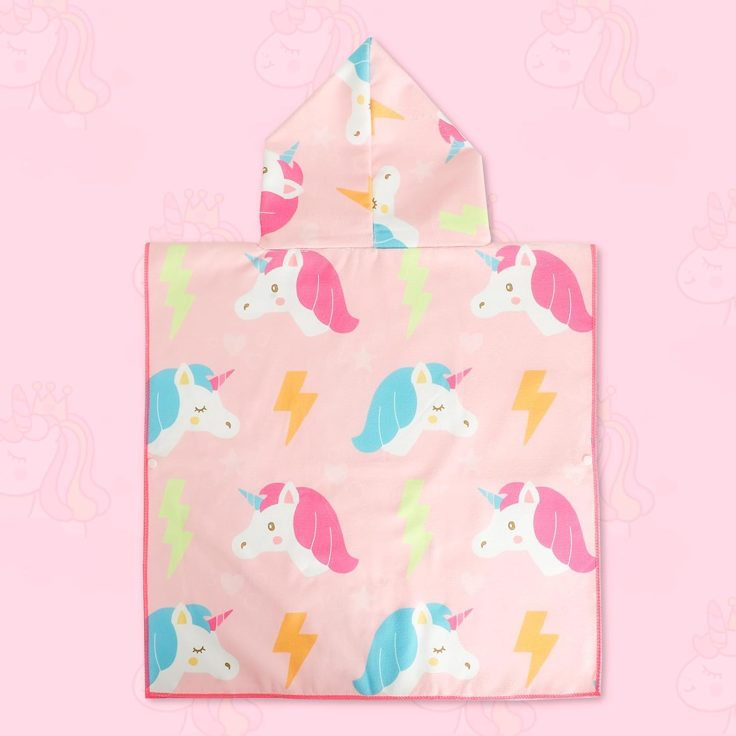 KAKU NANU Hooded Poncho Towels for Kids Beach Swimming Poncho Pink Unicorn Hooded Robe Girl Beach Poncho Pink 2 3 4 5 6 Years