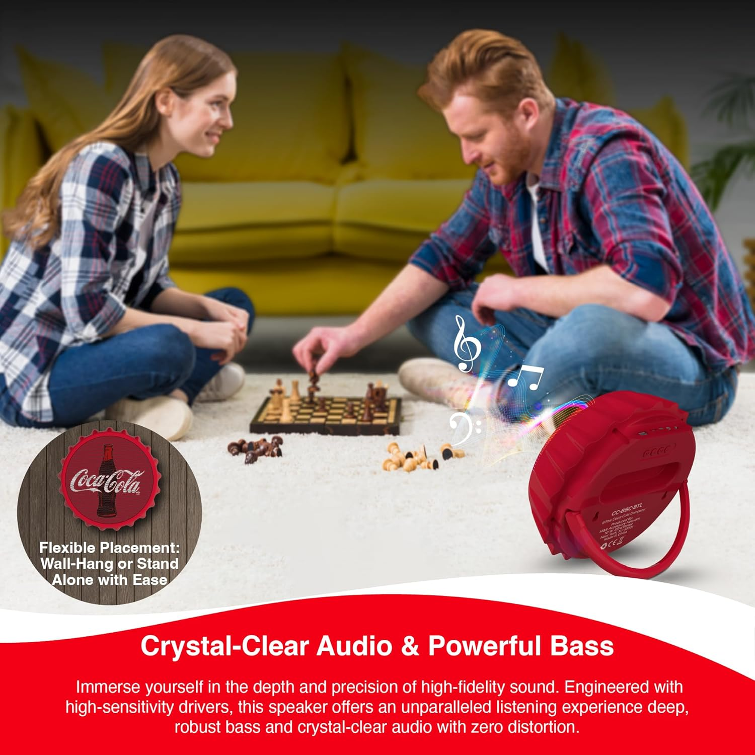 Coca-Cola Bottle Cap Shaped Bluetooth Speaker with Kickstand, Color Changing Light, FM Radio, 6H Playtime, Micro SD Card, Aux Port for Home/Outdoors/Beach/Bar | Portable Bluetooth Speakers