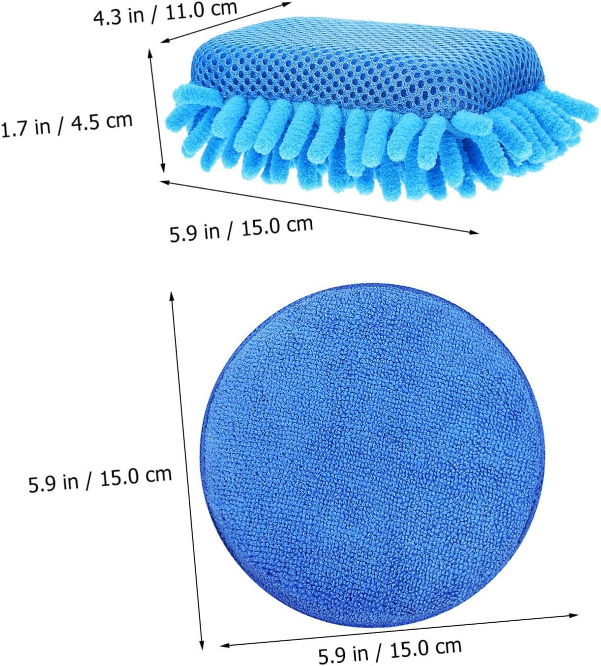 WOFASHPURET 4Pcs Chenille Car Washing Sponge with Wax Applicator Pads Soft Detailing Sponges for Vehicle Cleaning and Interior Care Multi-Purpose Auto Wash Kit for Home and Office Use image number 3