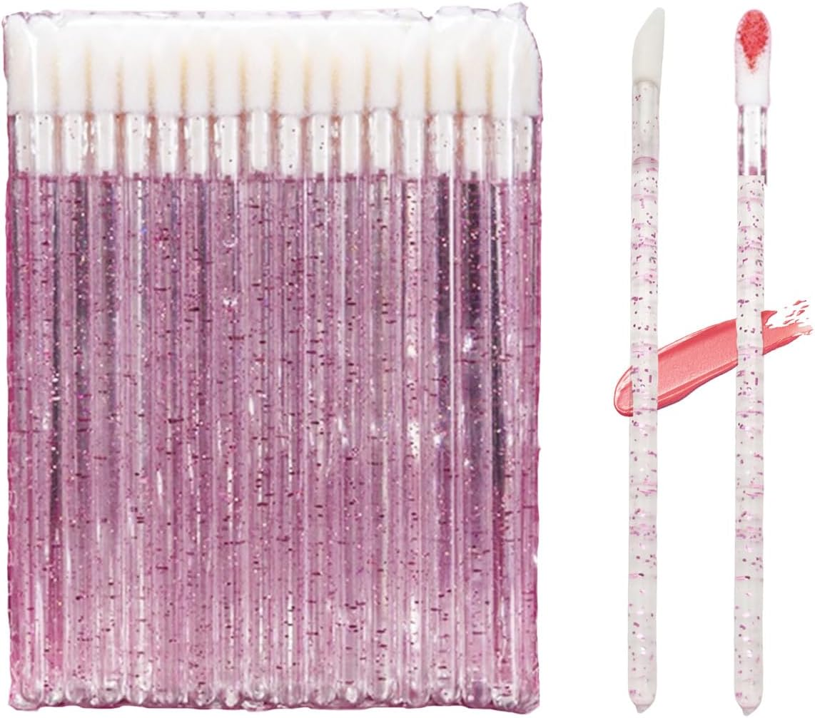 50PCS Disposable Crystal Lip Brushes - Premium Pink Lip Gloss Applicator Wands with Soft Cotton Tips, Portable Makeup Tools for Lipstick/Gloss Application - Pink - 100 Pcs image number 4