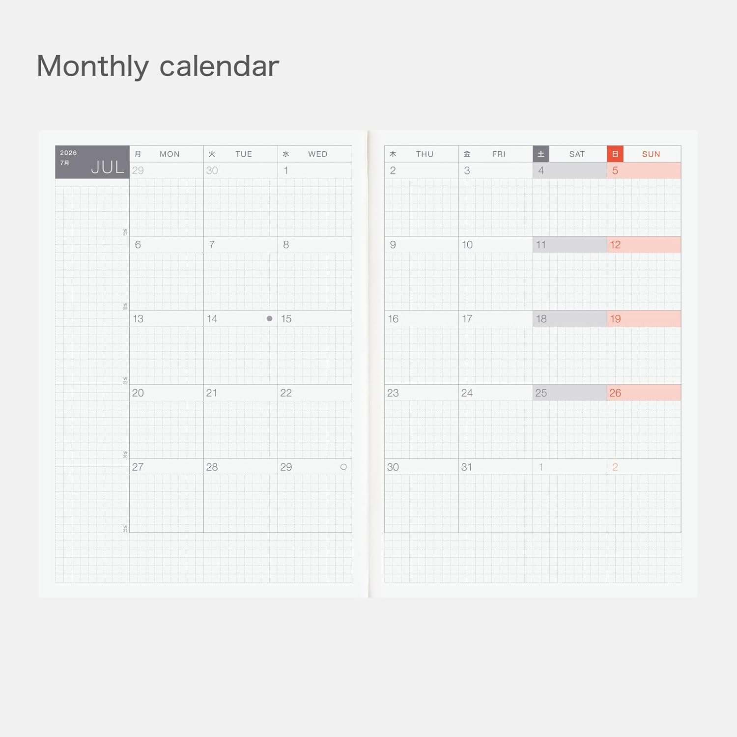 Hobonichi Techo 2026 Cousin Book &ndash; A5, English, Daily, Weekly, Jan Start, Mon Start, Planner image number 6