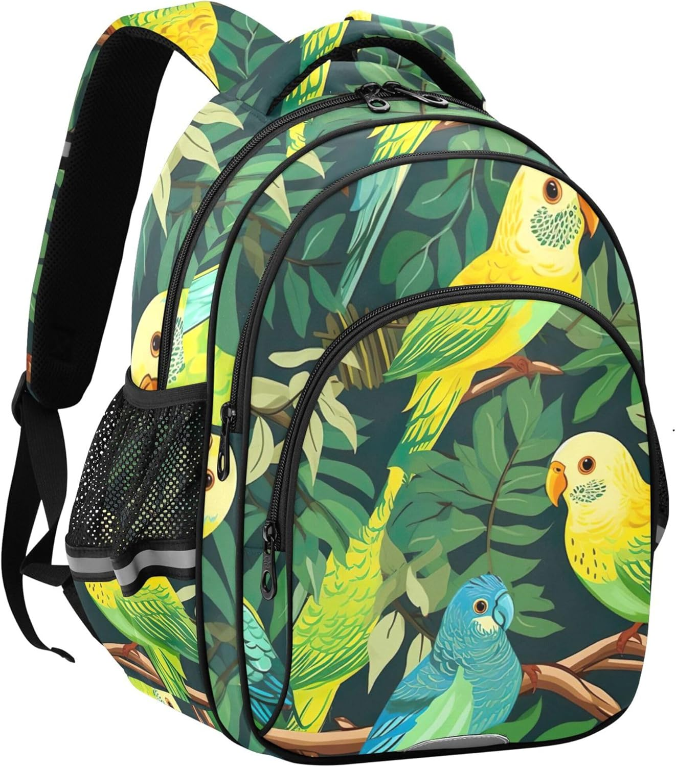 Joisal Green Yellow Parrots Leaves Kids Backpack Girls Boys Children School Bag Custom Lightweight Bookbag Toddler Daypack image number 1
