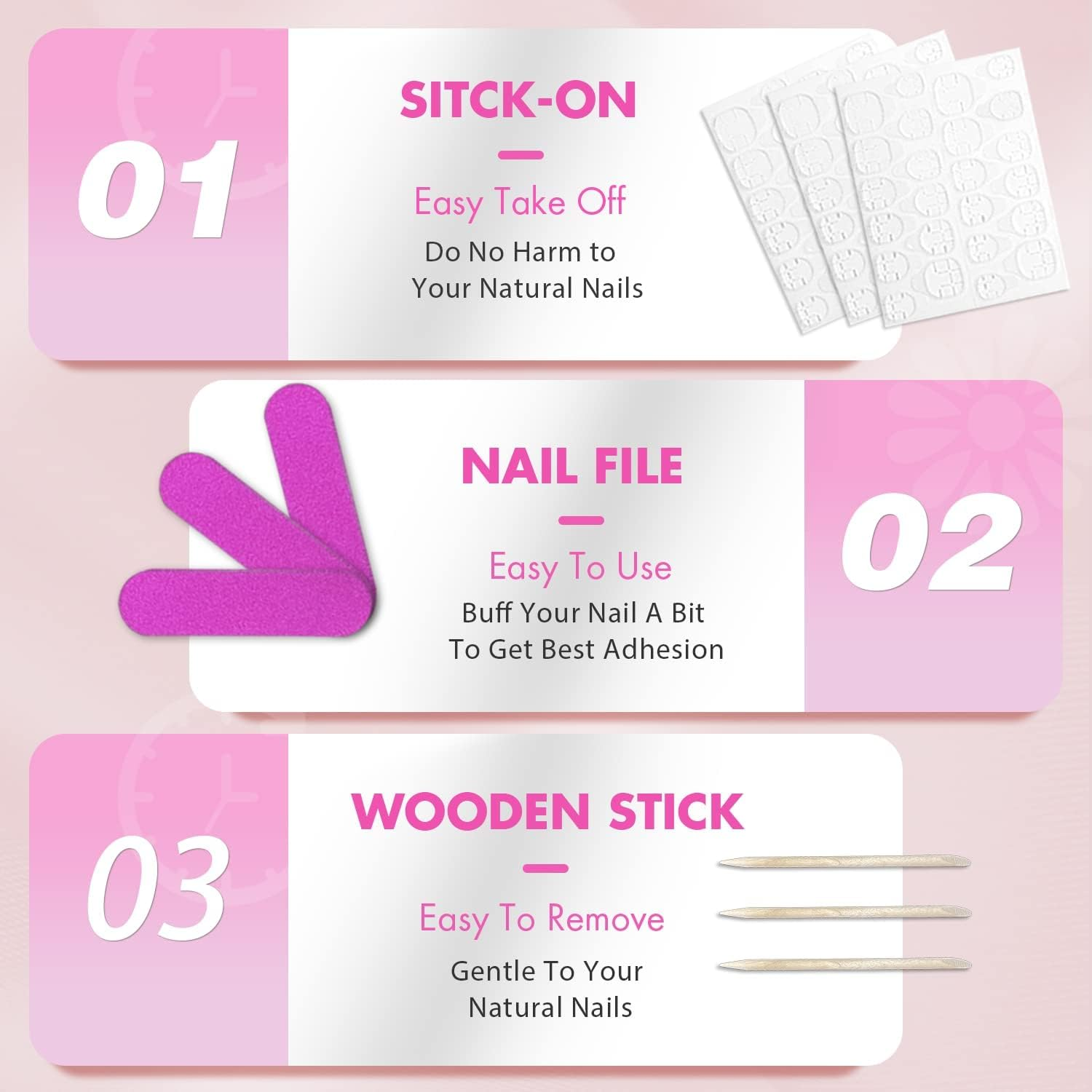 KXAMELIE Colour Medium Long Stiletto Almond Press on Nail 6 Packs Medium Press on Nails Square Shape Spring Fake Nails image number 3