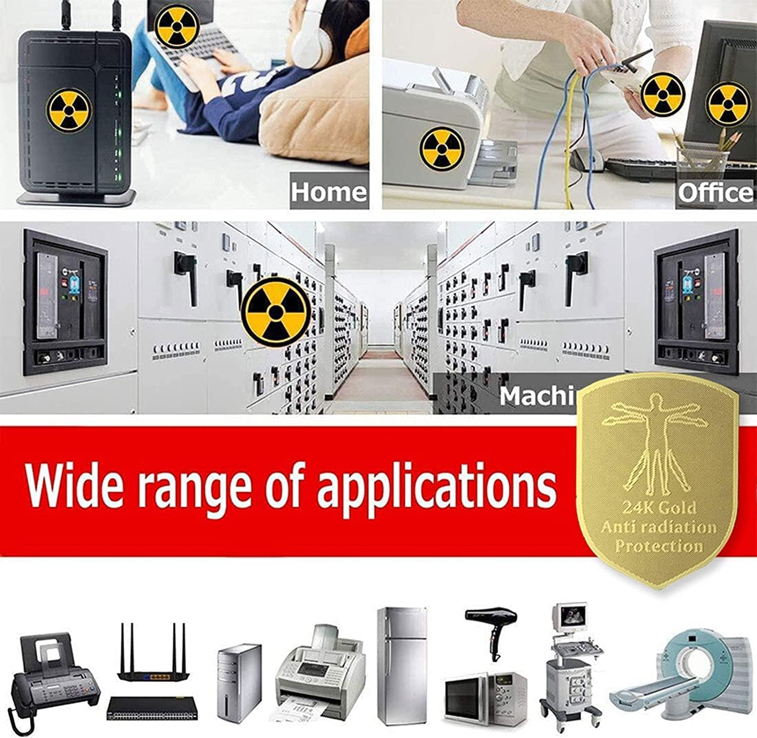 EMF anti Radiation Protection Sticker Shields, 24K Gold Cell Phone Sticker Protection Blocker for Laptops Tablets Blocks 5G Wi-Fi Bluetooth Protection Neutralizer (Gold-4Pcs) image number 3
