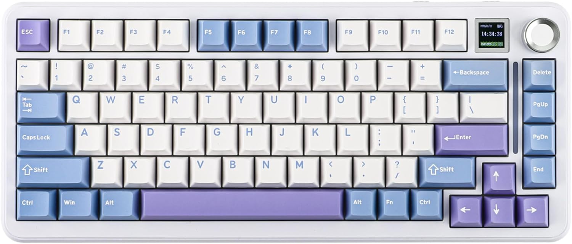 EPOMAKER Cypher81 75% Mechanical Keyboard with TFT Screen & Knob, Type-C/Bt/2.4G Wireless Gaming Keyboard, Cushioned Gasket-Mount Keyboard with RGB Backlight for Pc/Mac (Wisteria Linear Switch) image number 2