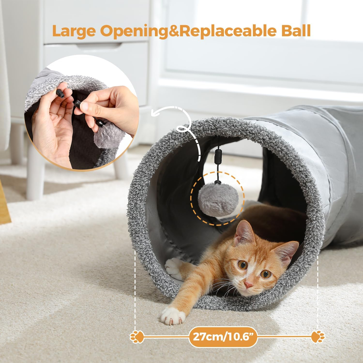 PAWZ Road Cat Tunnel Collapsible S Shape Cat Play Tube 10.5 Inches in Diameter