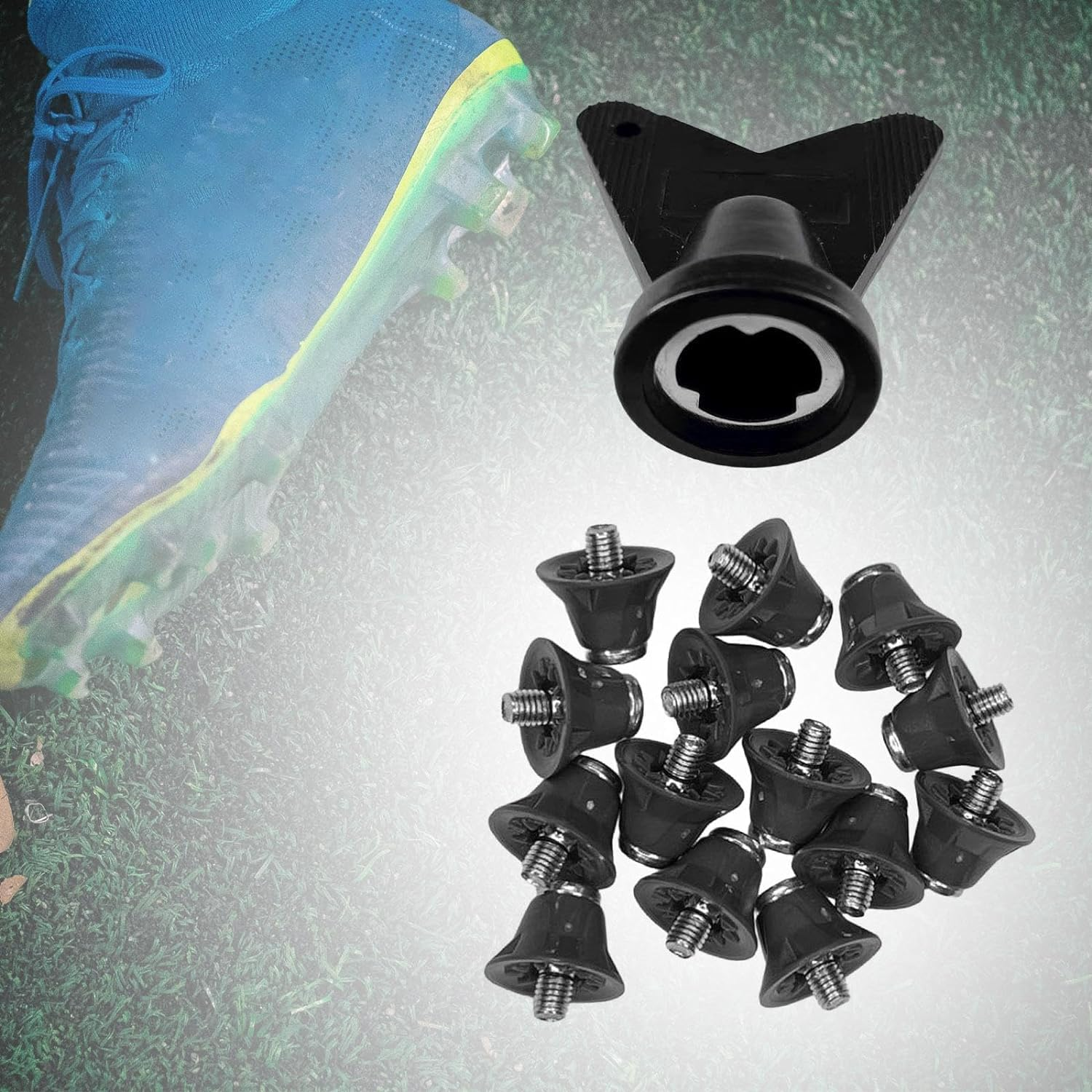 Suesacy 12 Pcs Football Boot Studs Rugby Studs Turf 13Mm M5 Screw Shoes Spikes, Soccer Studs for Competition Training Gray image number 5
