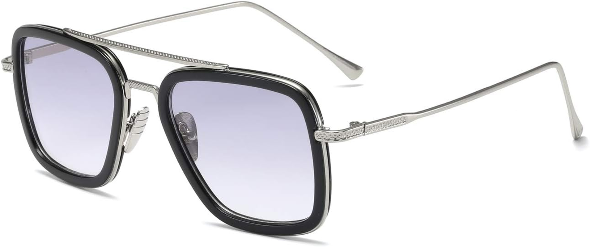 Aisswzber Tony Stark Sunglasses Vintage Square Metal Frame for Men Women -Iron Man and Spider-Man Vintage Sun Glasses