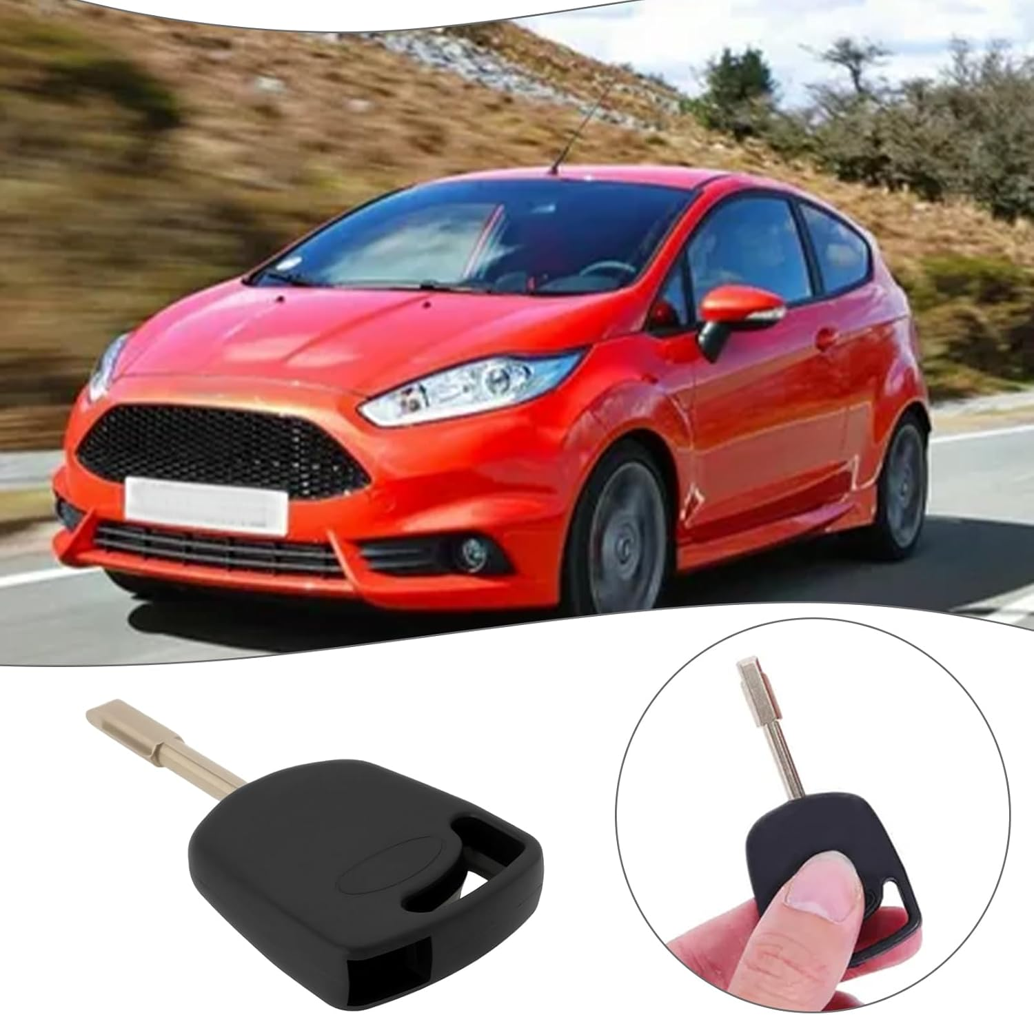 2Pcs FO21 Transponder Key Black Remote Key Blade Automobile Key Fob Blade Compatible with Ford Escort Fiesta Mondeo Transit image number 1