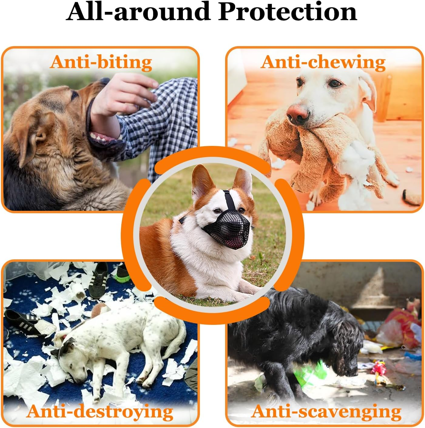 Crazy Felix Dog Muzzle, Soft Mesh Muzzle for Small Medium Large Dogs Labrador German Shepherd, Breathable Adjustable Muzzles for Biting, Chewing, and Scavenging, Allows Panting and Drinking(Black, XL) image number 2