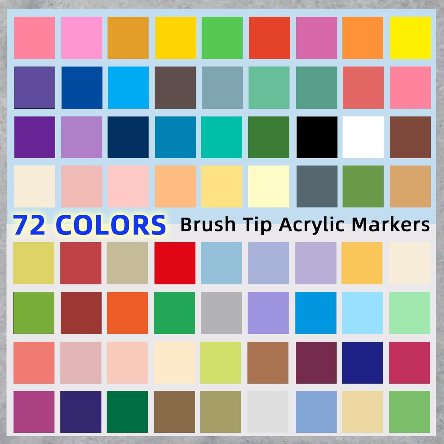 72 Colors Acrylic Paint Pens - Soft Brush Tip Acrylic Markers, Quick-Drying Waterproof Acrylic Paint Markers for Canvas, Wood, Metal, Ceramic, Stone, Egg, Rock Painting and DIY Art Crafting image number 2