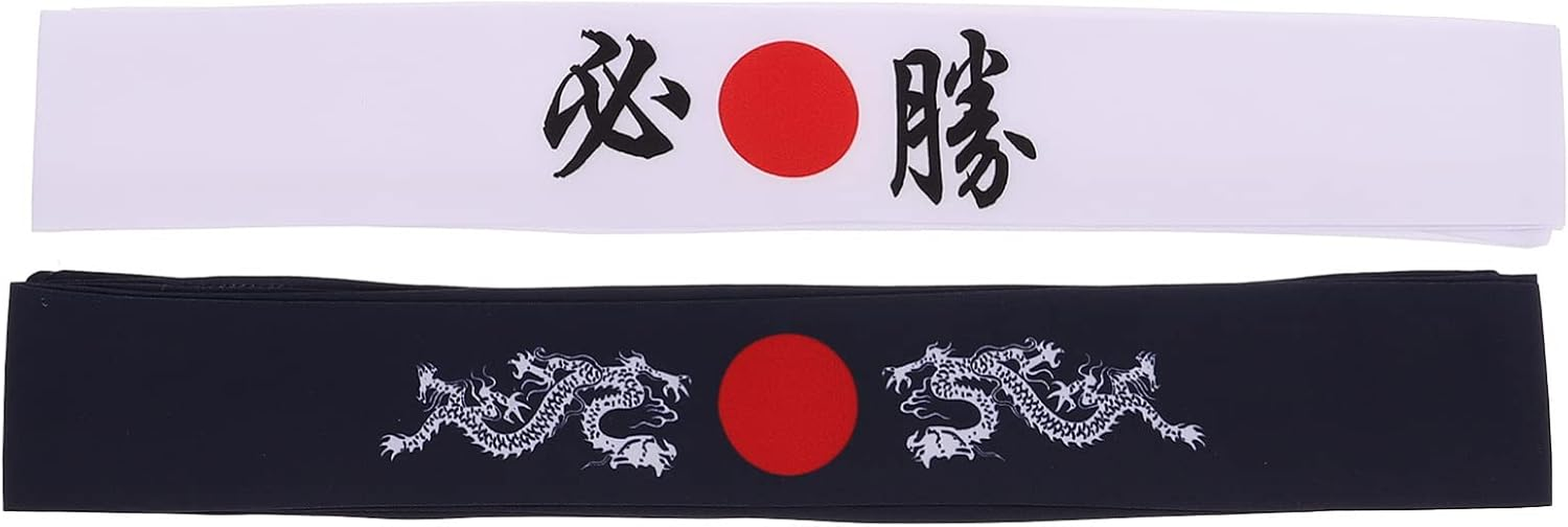 Uonlytech 2Pcs Japanese Bushido Headbands, Bushido Hachimaki Headband Dragon Sushi Chef Bandana Tie Samurai Headband for Sports Exercise Cooking Kitchen