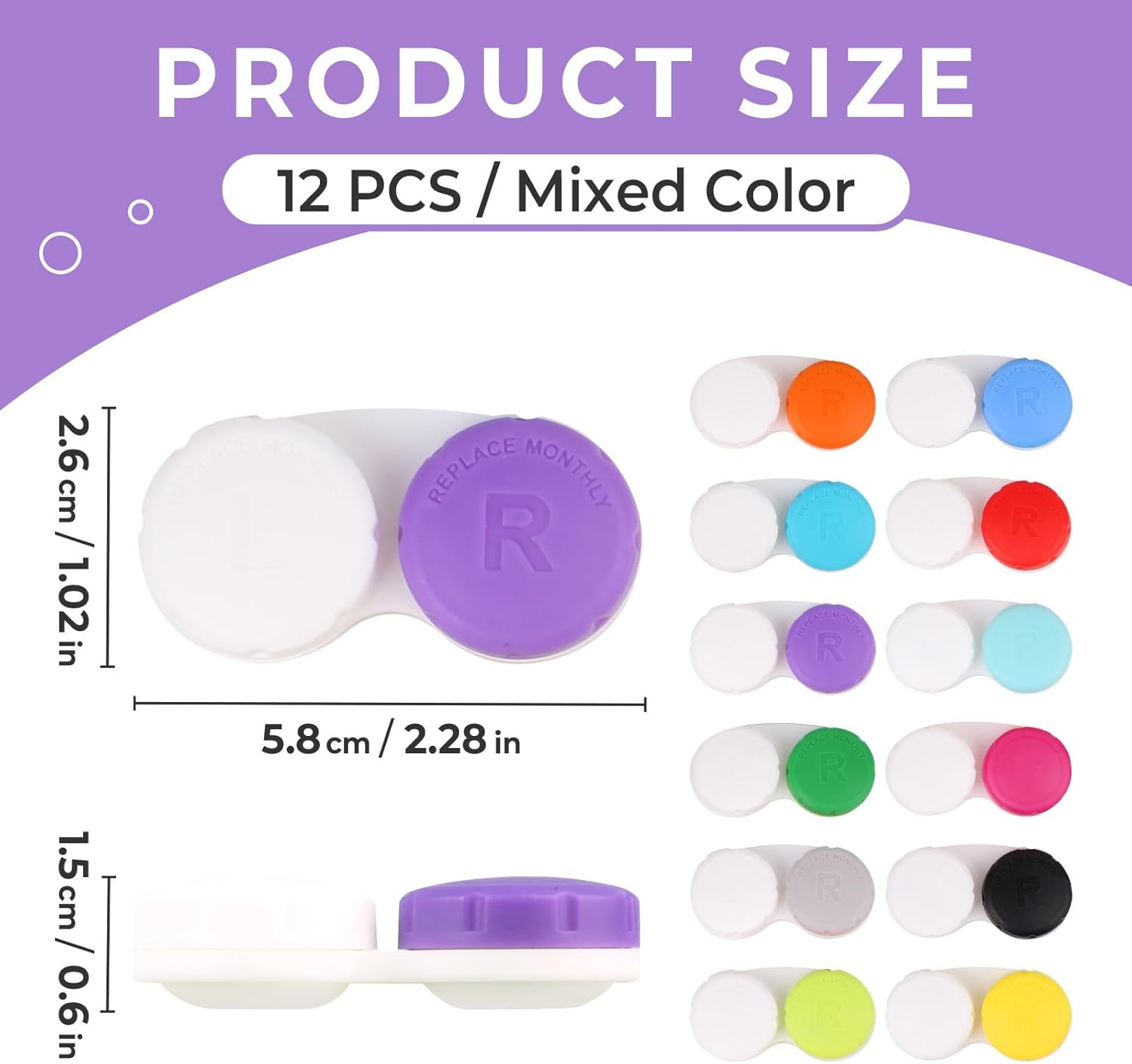 12 Pcs Contact Lens Case for Travel & Daily Use - Compact, Leak-Proof & Durable Storage Solution for Contact Lenses, Portable & Lightweight Design Ideal for Home, Gym, Office & Holidays image number 2