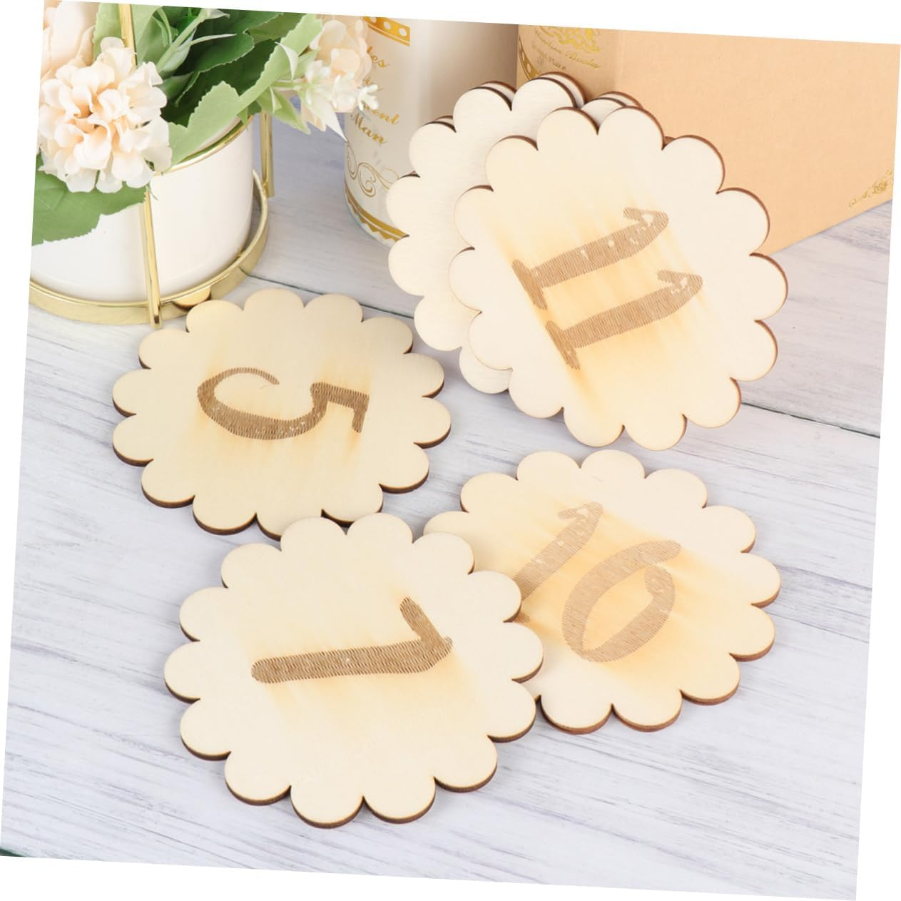 Yardwe 36 Pcs Monthly Milestone Cards Wooden Lace Numbers Newborn Photography Props Creative Birthday Announcement Shower Keepsake image number 3