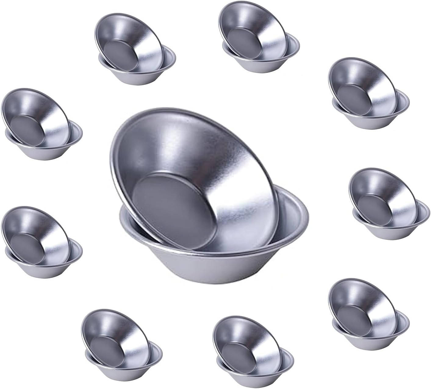 20PCS Aluminium Tart Moulds,Thickened Non-Stick round Cake Cups,Baking Moulds,Pudding Mould Cups,Quiche Models,Cupcake and DIY Dessert Moulds