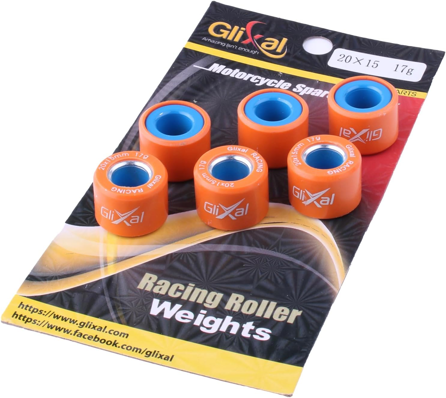 Glixal 20X15Mm High Performance Racing Variator Roller Weights Set for Honda PCX 125 150 Polaris RZR 200 SYM SUZUKI KYMCO VESPA Scooter Quads ATV UTV (17 Gram) image number 2