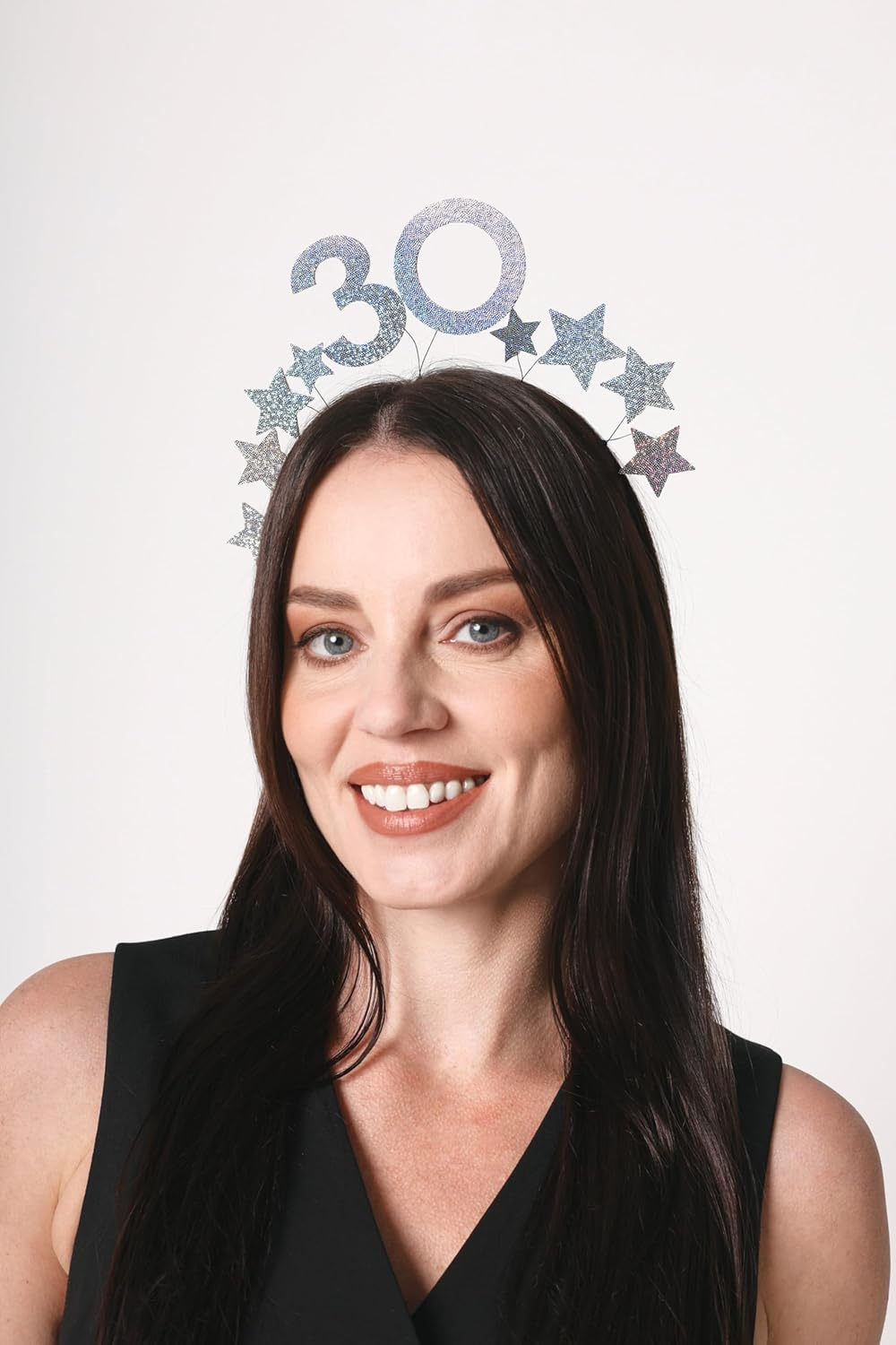 Libetui Glamorous Headband 30Th Birthday Women Sparkling Stars Silver Headband Costume Gift 30Th Birthday Crown Headpiece Star Glitter, One Size