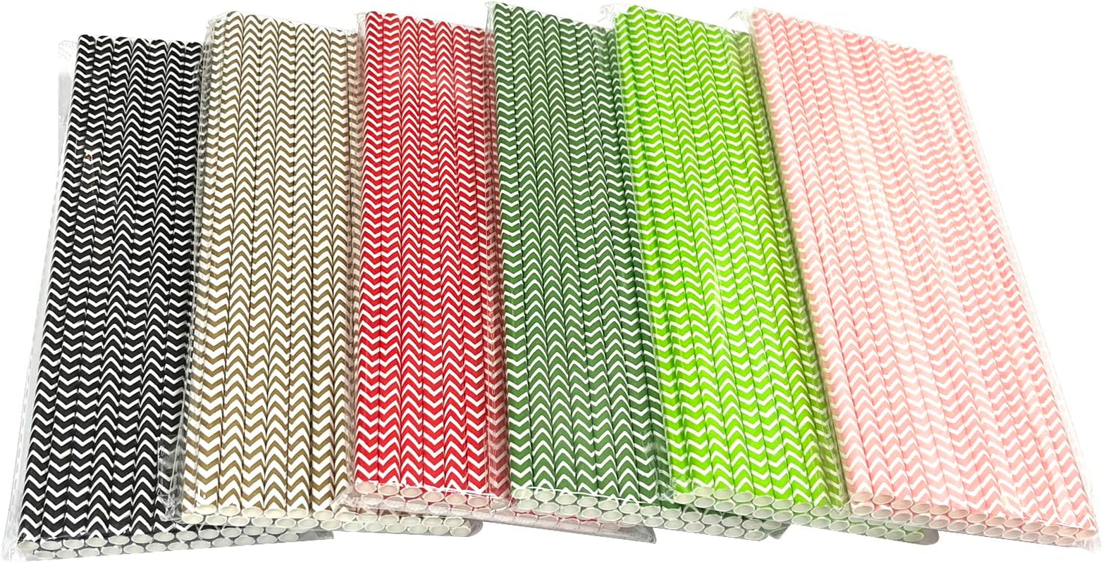 Haobase 50Pcs Paper Drinking Straws, Biodegradable Paper Straws for Drinking Cocktail, Coffee, Cold Drinks (Ripples Pattern) (Brown Ripples) - Brown Ripples image number 5