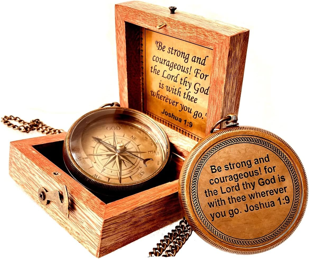 ALADEAN Brass Compass 2" | Engraved Quote Gift for Birthday Anniversary Wedding Christmas Thanksgiving Graduation Confirmation Baptism image number 5