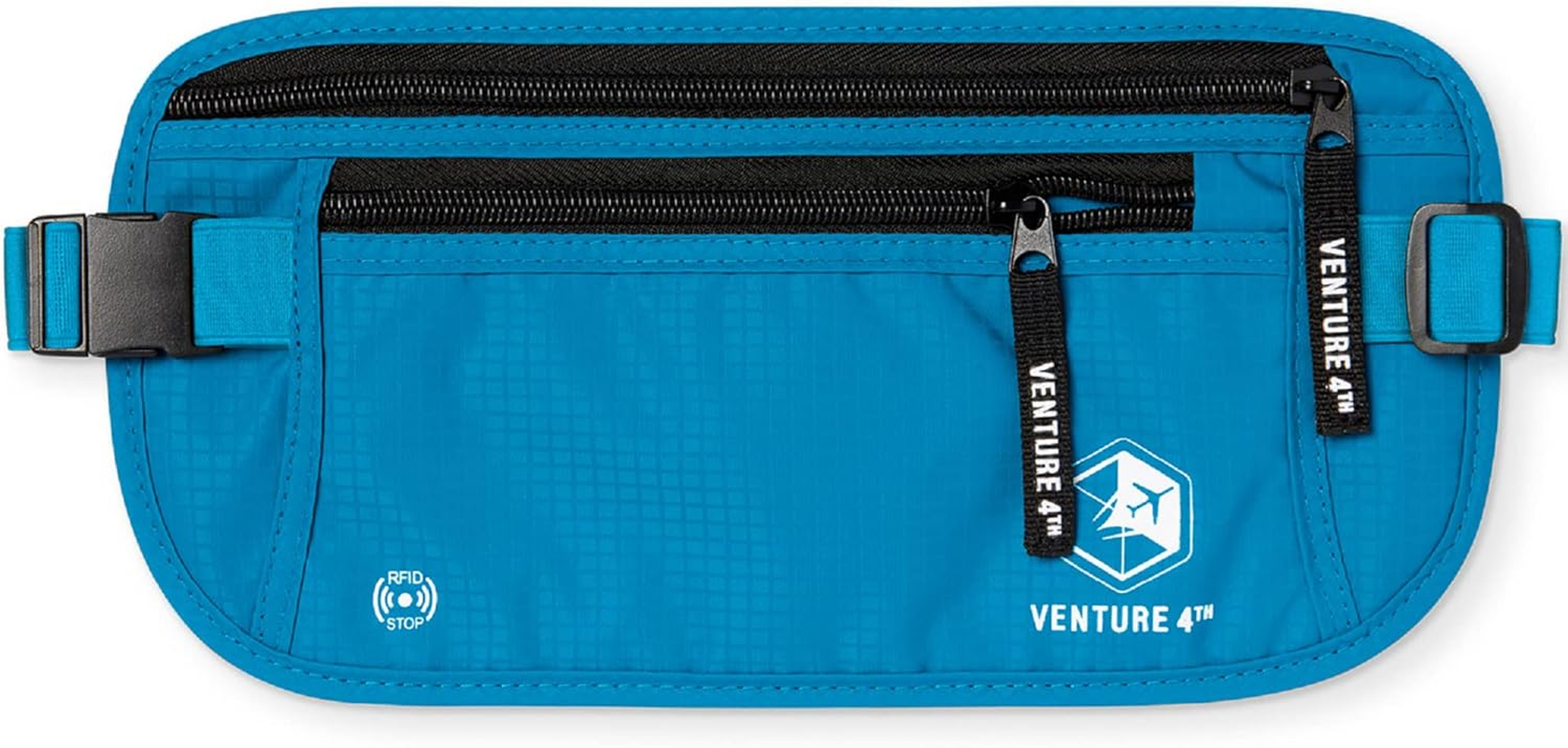 VENTURE 4TH Money Belt - Slim Passport Holder RFID Blocking Pouch to Protect Cash, Credit Cards and Travel Documents