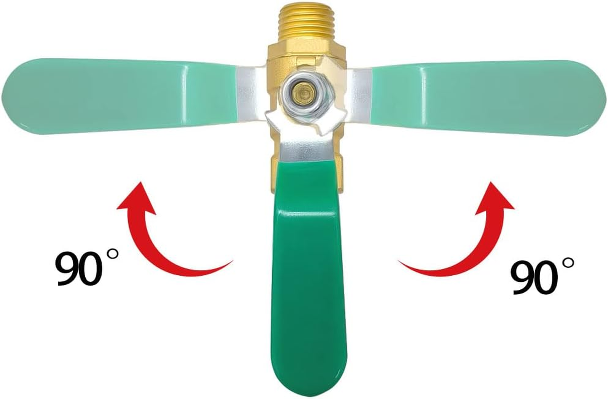 Hooshing 2PCS 1/4" Brass Ball Valve Shut off Switch Air Compressor Valve 1/4 Inch NPT Male and Female Pipe Fitting image number 4