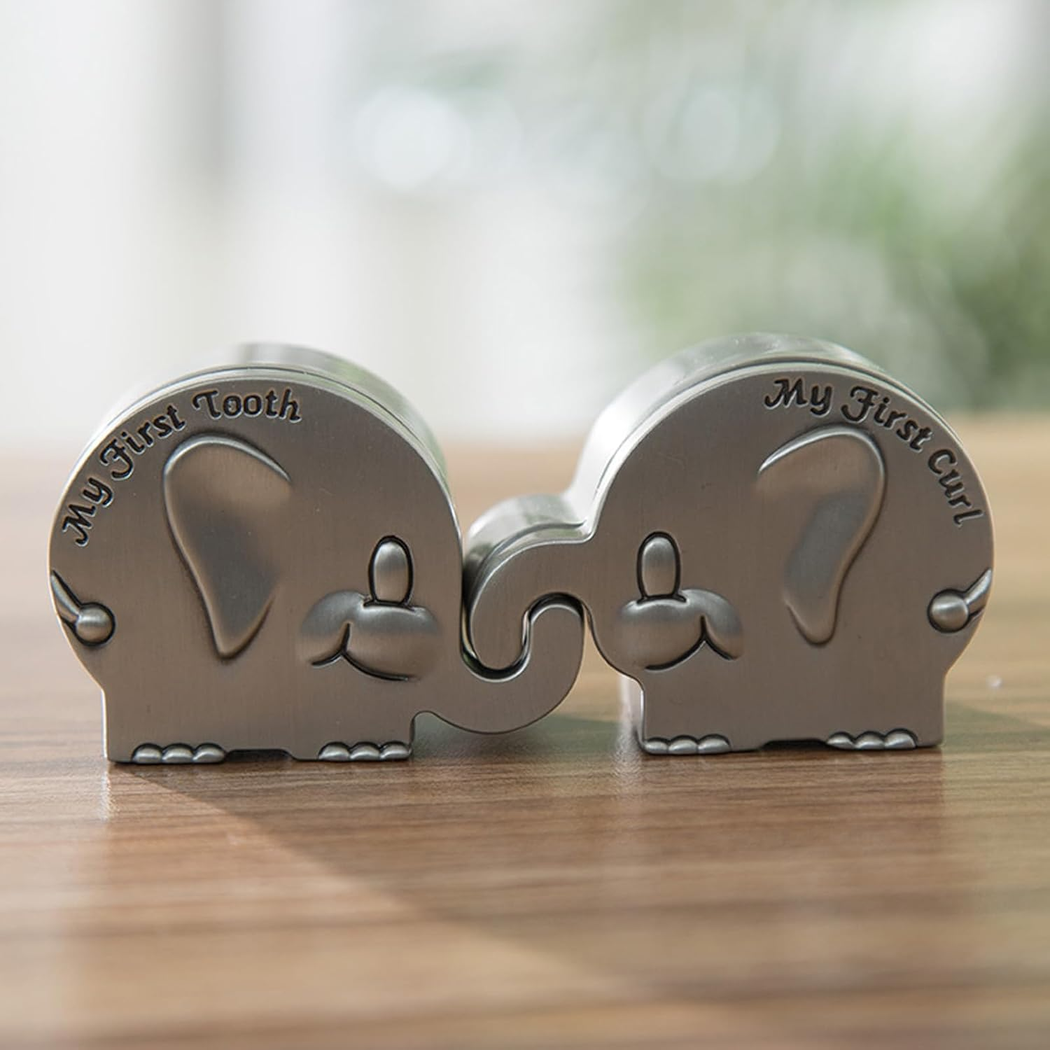 Elephant Keepsake Box, Small Metal Storage Container, 2 Pack, for Tooth and Curl Collection image number 6