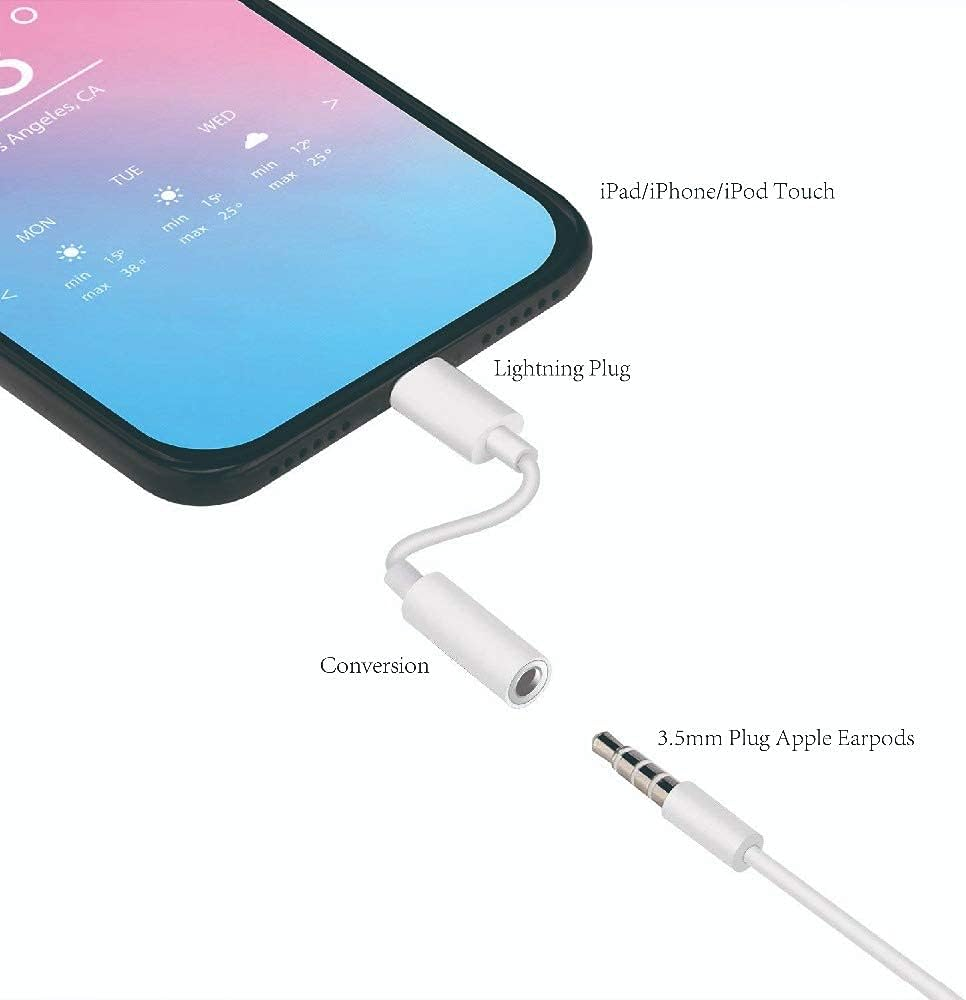 2 Pack [Apple Mfi Certified] Lightning to 3.5 Mm Headphone Jack Adapter,For Iphone 3.5Mm Headphones/Earphones Jack Aux Audio Adapter Dongle for Iphone 13 12 11 SE 2020 XS XR X 8 7 Ipad, Support Ios 15 image number 1