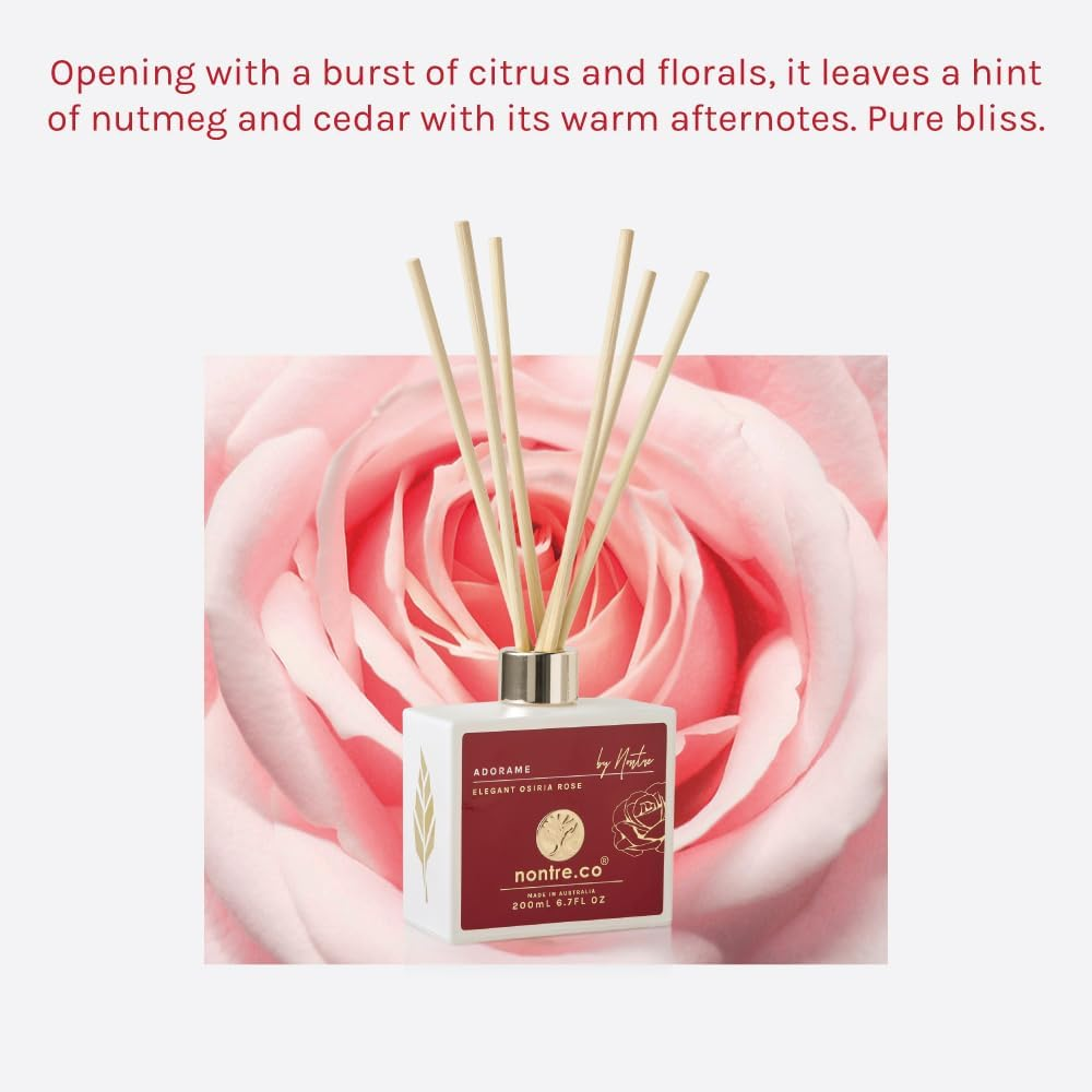 Nontre, Reed Diffuser, Adorame, 6 Bamboo Reeds, Delicate, Exotic Aroma with Extreme Scent Longevity, Aromatherapy Reed Diffuser, 200Ml image number 1