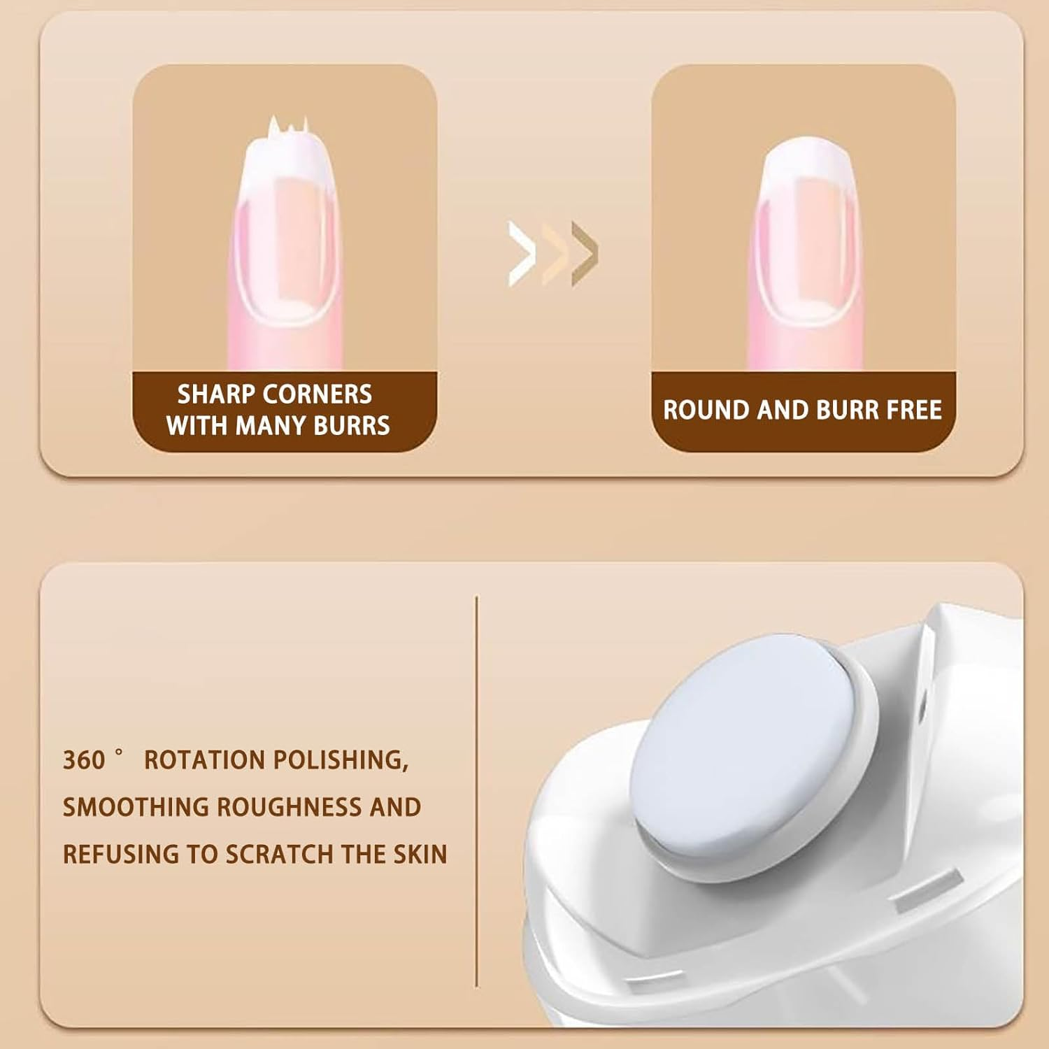 Smart Fingernail Grinder Pro, Universal Automatic Fingernail Grinder, Super Quiet Smart Nail Trimmer with LED Light & 3 Speed Settings, for Baby, Kids, Adults, Seniors (2PCS) - 2Pcs image number 6