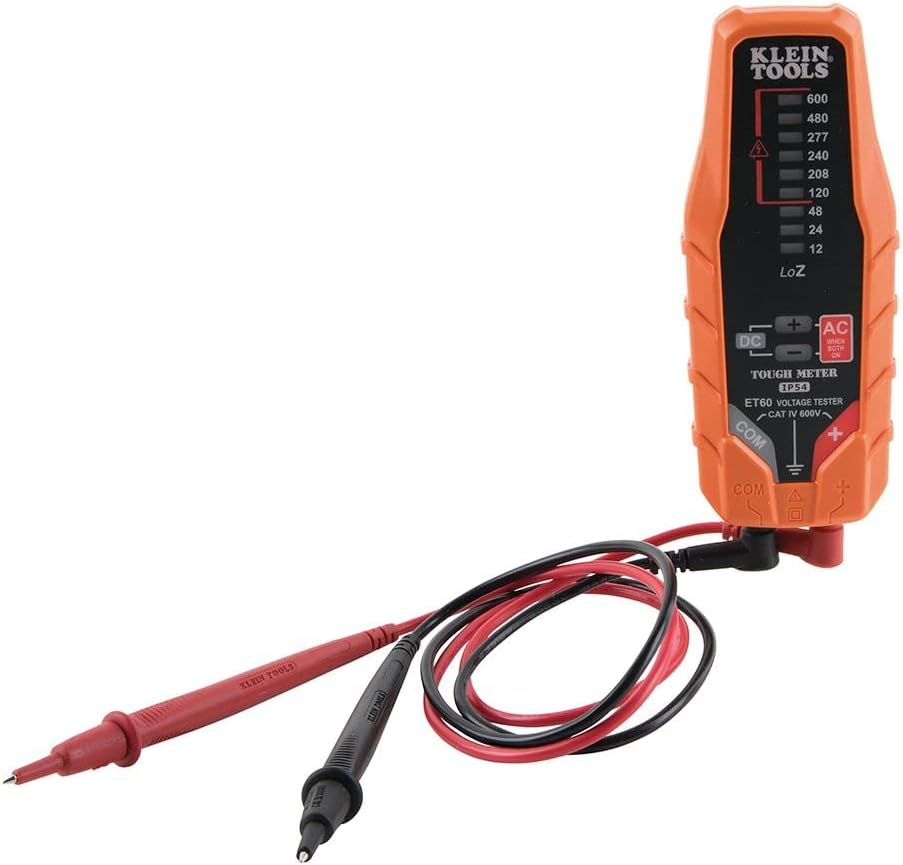 Klein Tools Electronic AC/DC Voltage Tester, Tests AC/DC Voltage from 12-600V, ET60 image number 2
